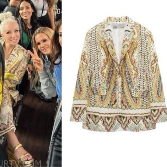 LIKE NEW ZARA PAISLEY PRINTED LINEN COTTON BLEND BLAZER (S) & MATCHING PANTS (M) - Picture 7 of 15